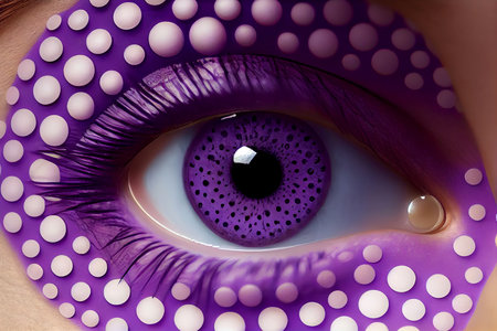 Closeup of human eye with pink and purple color with dot, abstract 3D background, generative aiの素材