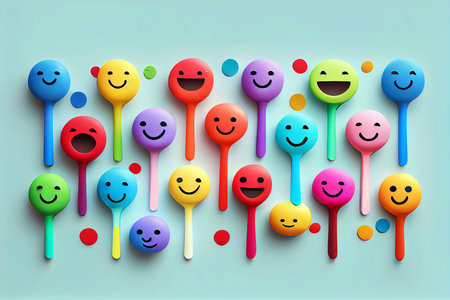 April Fools' Day concept with happy emoji. colorful design, generative aiの素材