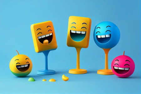 April Fools' Day concept with happy emoji. colorful design, generative aiの素材