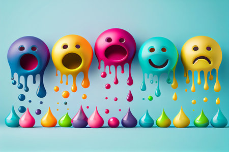 April Fools' Day concept with happy emoji. colorful design, generative aiの素材