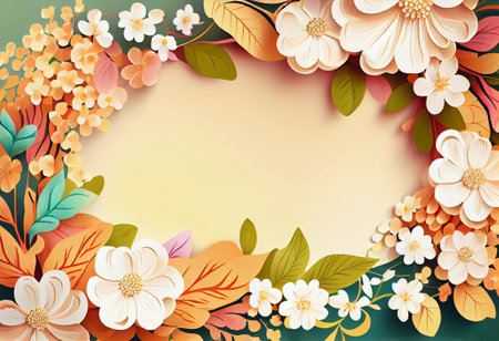 Floral spring background with copy space, watercolor style, generative aiの素材