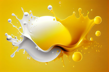 ilustration, yellow and white splashes of thick paint on a background of yellowish, generative aiの素材