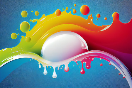 ilustration, splashes of different rainbow thick colors on a colorful background, generative aiの素材