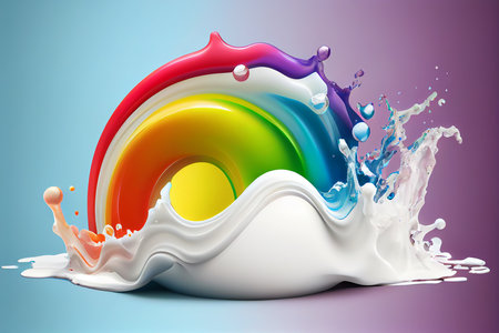 ilustration, splashes of different rainbow thick colors on a colorful background, generative aiの素材
