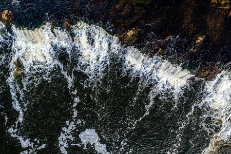 Fragment of the rapid waterfall of Venta - Ventas Rumba, the widest waterfall in Europe, Kuld?gaの写真素材