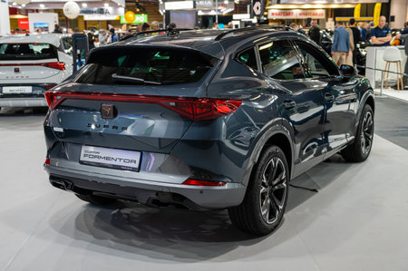 Riga, Latvia, April 28, 2023: Cupra Fermentor luxury SUV premiere at a motor show, 2023 model, rear viewのeditorial素材