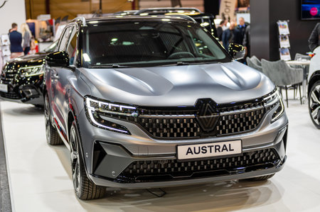 Riga, Latvia, April 28, 2023: New Renault Austral  premiere at a motor show, 2023 model, front viewのeditorial素材