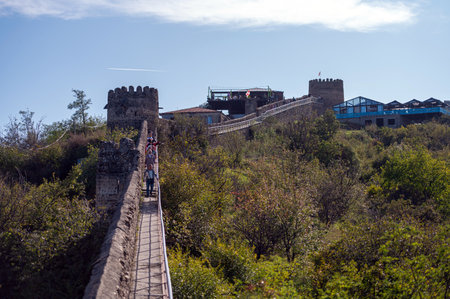 Sighnaghi, Georgia - October 7, 2023:  Sighnaghi Wall and a view of the valley in Sighnaghi town in Kaheti region of Georgia.のeditorial素材