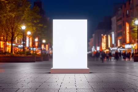 Blank billboard on the street at night, mock-up for designの素材