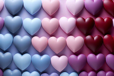 Many colorful hearts on pink background. Valentine's day conceptの素材