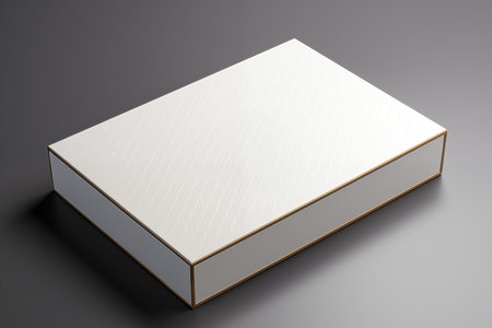 White box isolated in gray studio background. Mock-up for product designの素材