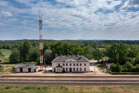 Biksti, Latvia- June 15, 2023: Biksti railroad station on the Jelgavaのeditorial素材