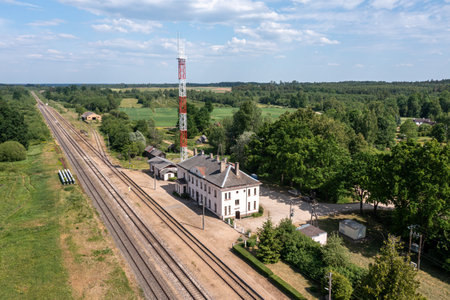 Biksti, Latvia- June 15, 2023: Biksti railroad station on the Jelgavaのeditorial素材