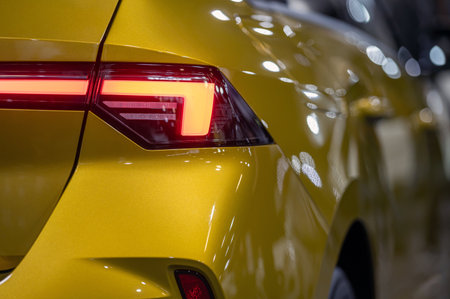 A closeup shot of a rear light of a modern car. Selective focus.