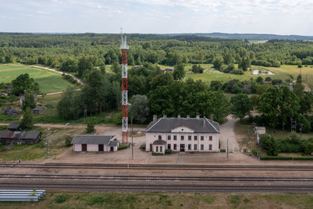Biksti, Latvia- June 15, 2023: Biksti railroad station on the Jelgavaのeditorial素材