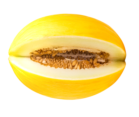 Yellow eating melon isolated on white background  with clipping pathの写真素材