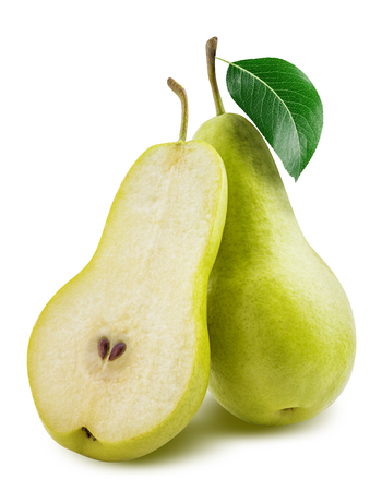 Fresh pears isolated on white background with clipping pathの写真素材