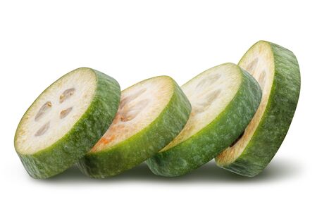 Fresh feijoa isolated on white background with clipping pathの写真素材