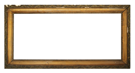 An old wooden frame isolated on a white background