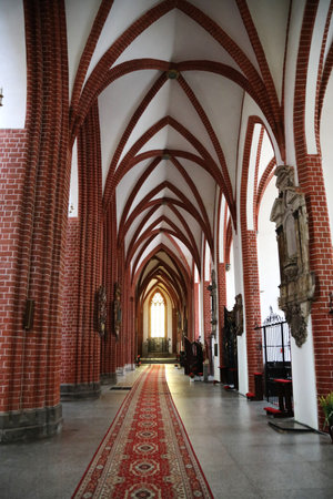 The interior of the Gothic St Elizabeth church in Wroclaw, Polandのeditorial素材