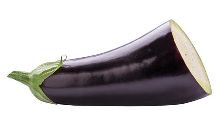 Fresh eggplant is isolated on a white background with clipping pathの写真素材