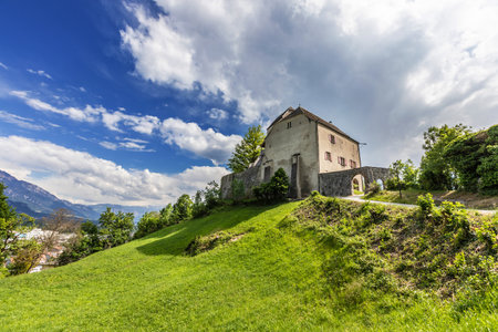 Old castle in the Alps. Sargans, Switzerlandのeditorial素材