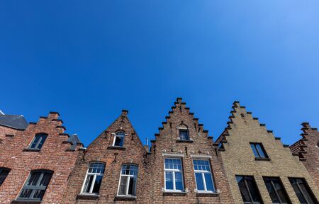 Top view of beautiful city Bruges (Brugge) old town in Belgiumの写真素材