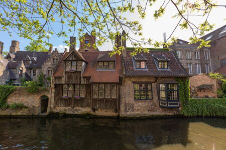 Romantic houses by the riwer  canal in Brugge.の写真素材