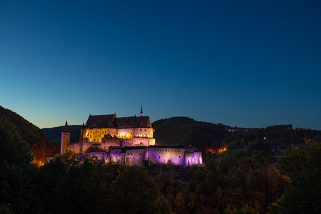 Vianden castle at nightのeditorial素材