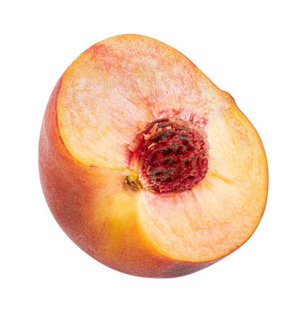 Fresh peach isolated on white background. Clipping pathの写真素材