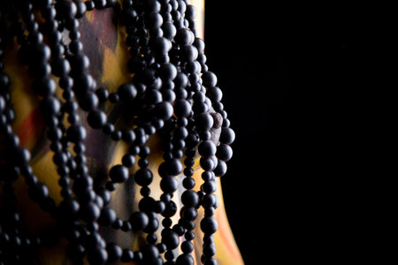 Nude girl with body art on black backgroundの写真素材