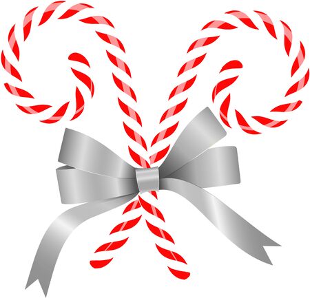 Christmas Candy with Silver Bow, Vector illustrationのイラスト素材