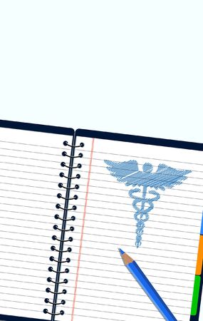 Caduceus Medical symbol sketch style in bookletのイラスト素材