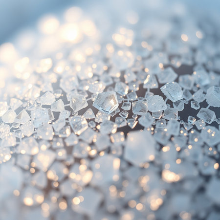 Close up of ice crystals on bokeh background, shallow depth of fieldの素材