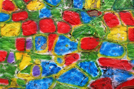 A wall painted in colorful colorsの写真素材