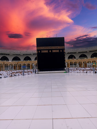 The place where Muslims visit for pilgrimage and umrah. Kaaba, Mecaa. Muslims performing...