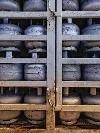 Rusty gas cylinder. LPG or Liquefied Petroleum Gas for sale to domestic use