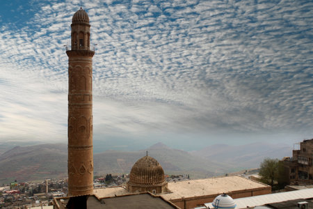 Historical Mosque and Minaret in Mardin, Turkey. Great Mosque (Ulu Cami) of Mardin, Turkeyの写真素材