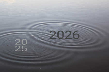 2026 new year concept. Water Ripple Effect Years 2025 and 2026.の写真素材