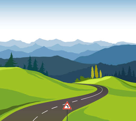 Road and landscapeのイラスト素材