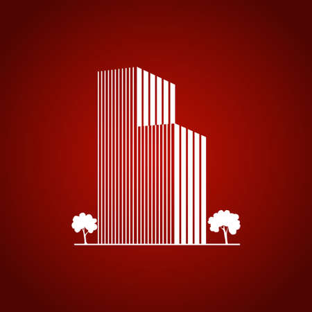 Buildings and trees over redのイラスト素材