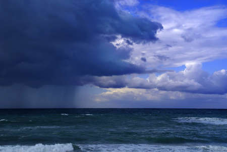 Israel. Caesarea. Rainfall in the sea