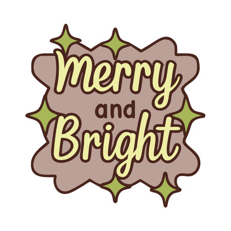 Merry and bright. Hand drawn lettering. Vector illustration.のイラスト素材