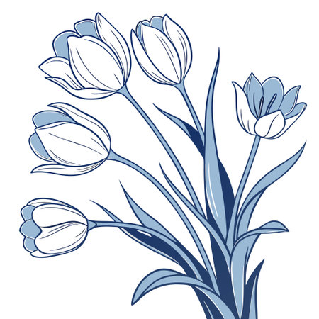 Blue tulips on a white background. Vector illustration for your designのイラスト素材