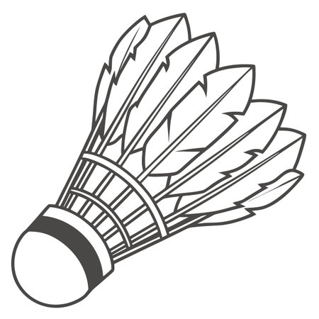 High-quality illustration of a badminton birdie, featuring detailed feathers and base, perfect for sports-related branding.のイラスト素材
