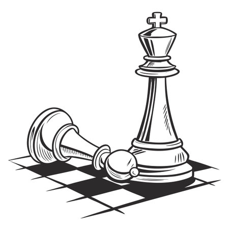 Graphic representation of a classic chess pawn, symbolizing the foundation and beginning of a strategic journey.のイラスト素材