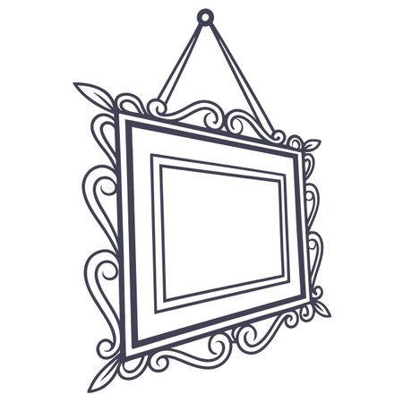 A stylish decorative wall frame with an empty center for easy customization. Perfect for displaying art, photography, or typography on a white background.のイラスト素材