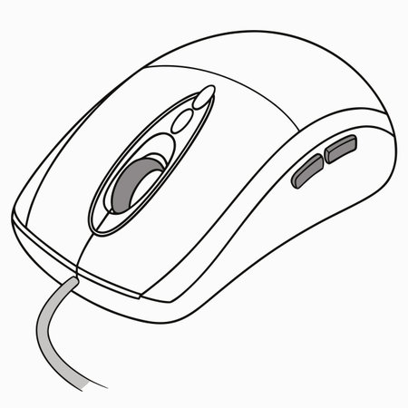 High-quality vector art showing a computer mouse from above, ideal for technology and office-themed graphic design projects.のイラスト素材