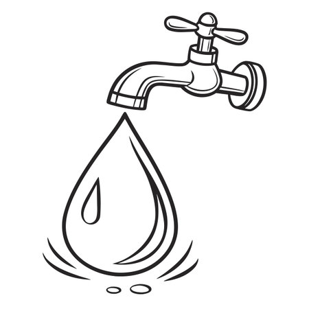 This clean line art icon depicts a water droplet, ideal as a minimalist symbol for concepts like purity, hydration, and freshness on a white background.のイラスト素材