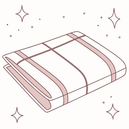 Neatly folded kitchen dishcloth or towel illustration, ideal for domestic and housekeeping themes.のイラスト素材